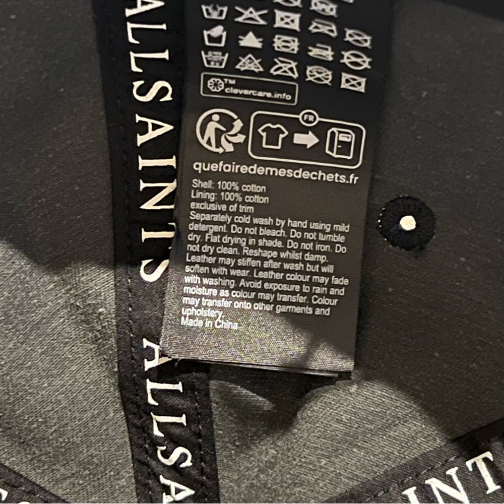 🖤NWT🖤 ALL SAINTS Large Logo Baseball Cap Washed Black - Picture 7 of 8